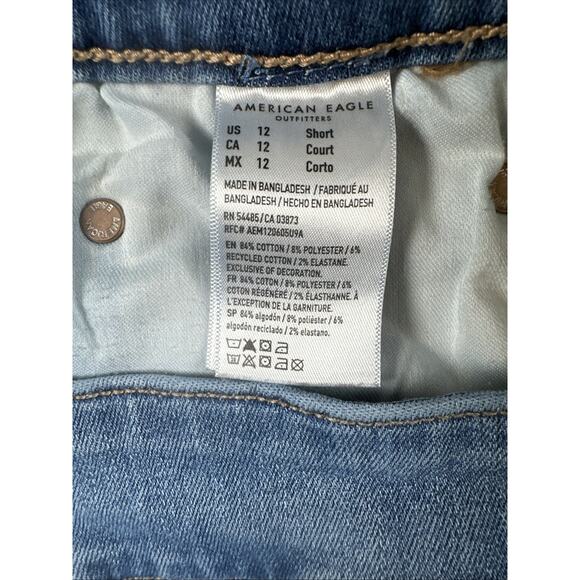 American Eagle Jeans Womens 12 Short AE Hipster Low Rise Boot Flare Stretch - Picture 10 of 14